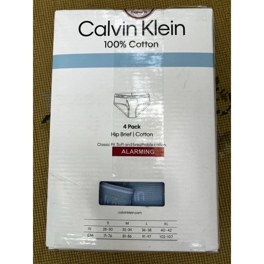New CALVIN KLEIN Classic Fit 100% Cotton HIP BRIEFS 4-PACK Mens Small Underwear